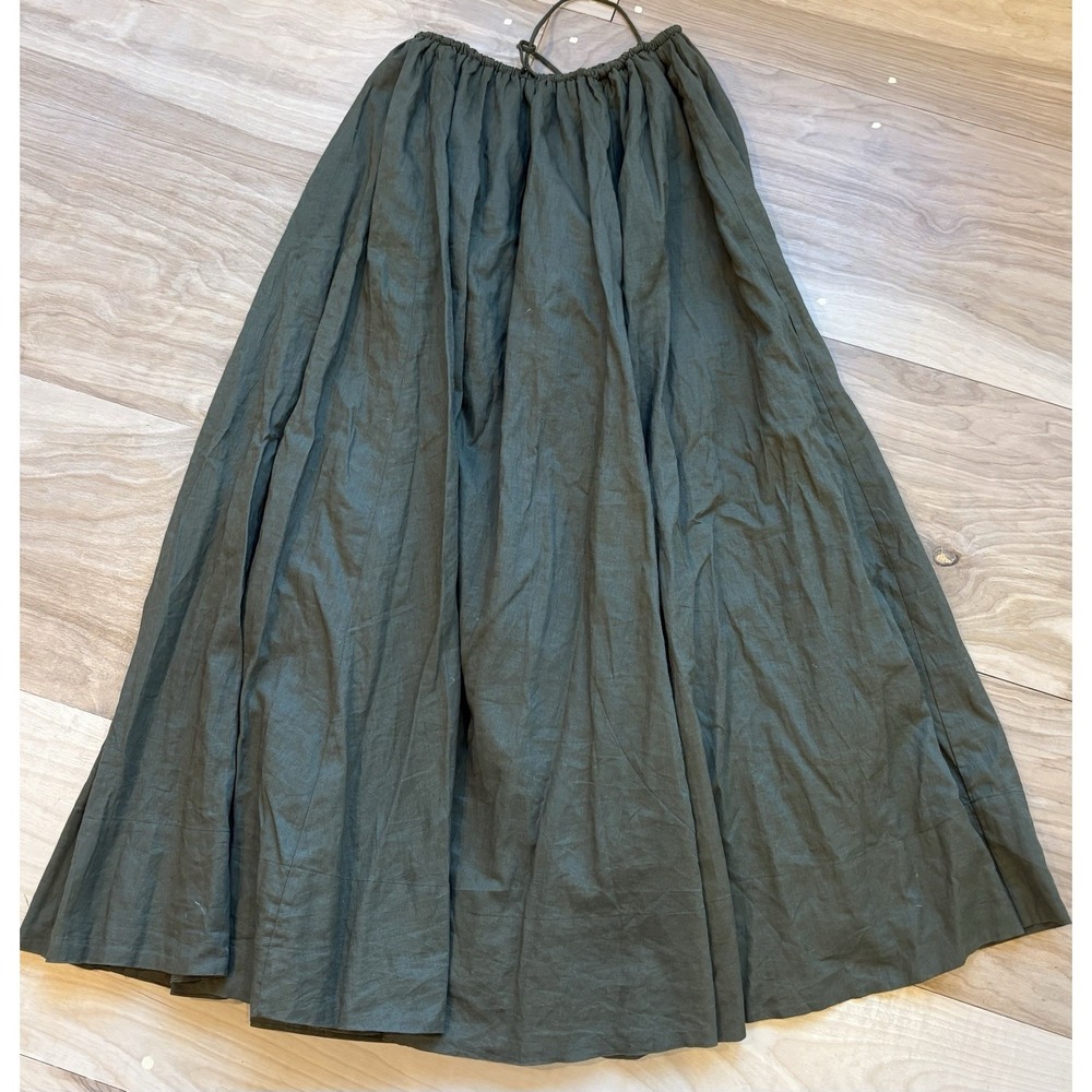 Dissh Women's Flynn Olive Green Linen Blend Maxi Skirt Elastic Tie Waist Size 4 - Picture 5 of 10